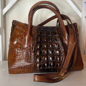 Exotic Alligator Pattern Top-handle Zipper Leather Shoulder Bag
